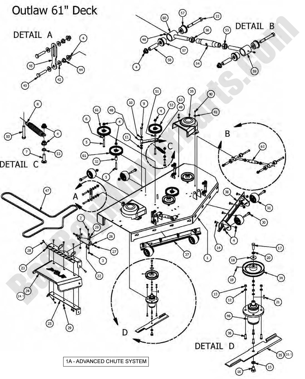 2016 Diesel 1100cc 61" Deck Assembly